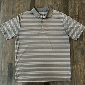 Nike Golf Tour Performance Gray Polo Shirt with Striped Pattern